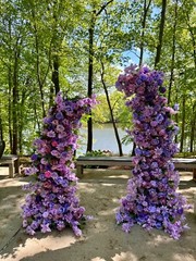 Purple Rose Hyacinth 5D Flowers Arrangement Decor Horn Arch Wedding Backdrop
