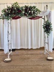 Dusty Blue Wedding Arch Arrangement Arbor Ties Arrangements Burgundy Cream Ivory