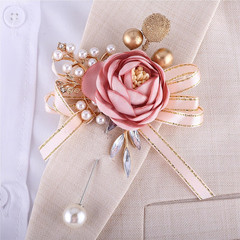 Handmade Satin Rose Water Drop Bridal Bouquet,8.7Inch Crystal Wedding round Toss