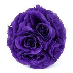 2 PURPLE 7″ Silk Roses Flowers Kissing Balls Wedding Events Centerpieces