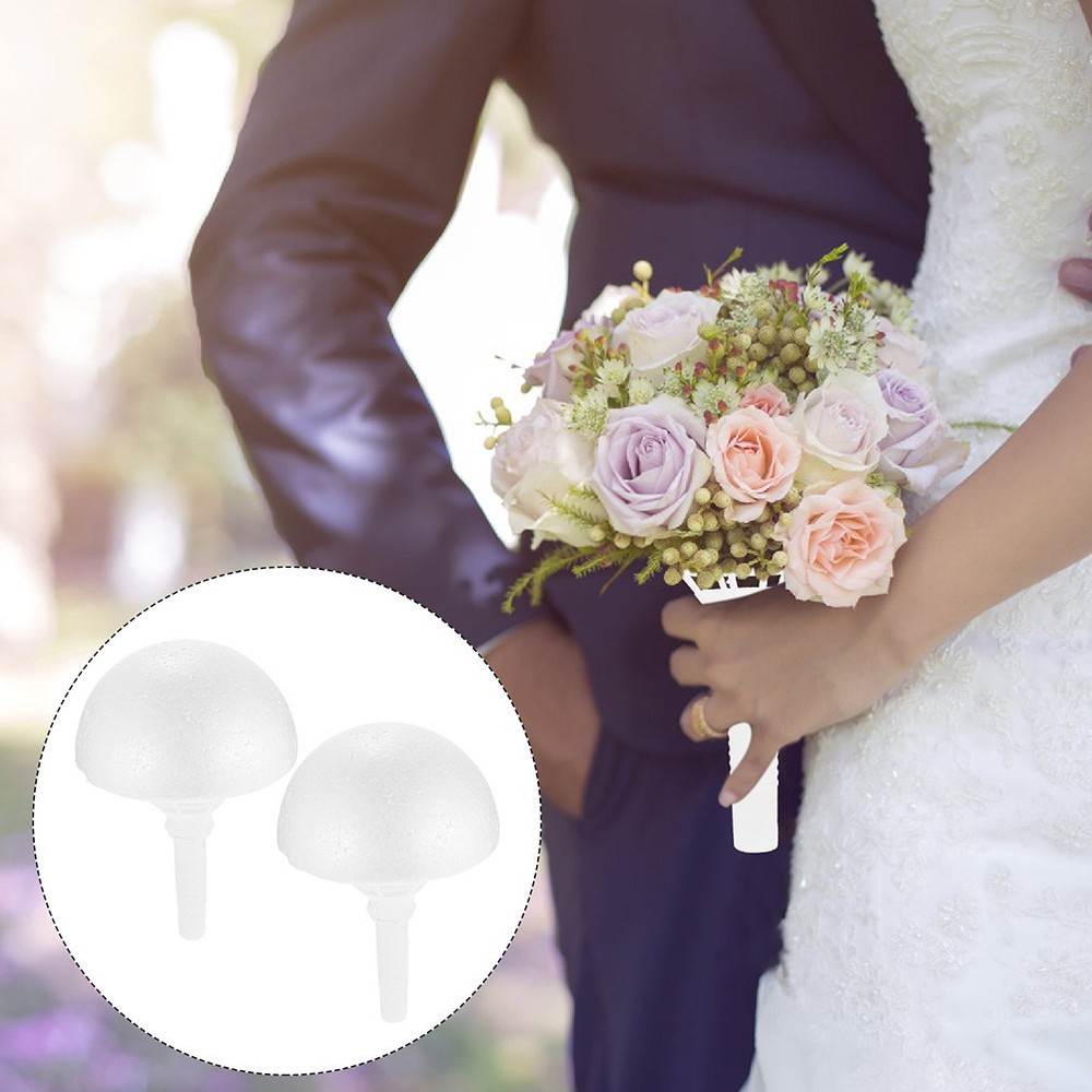 Bouquet Holder For Fresh Flowers White Foam For Wedding 2 Sets