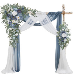 Dusty Blue Wedding Arch Flowers & Sheer Drapes Kit – Pack of 4