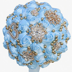 Royal Blue Rose Bud wedding bouquet bridal artificial Sweet 15 bouquet