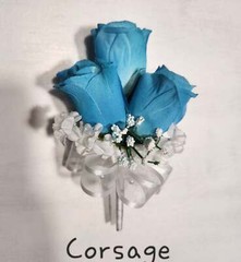 Teal White Rose Calla Lily Bridal Wedding Bouquet Accessories