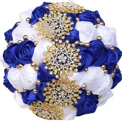 Ivory and Navy wedding bouquet artificial Sweet 15 Quinceanera bouquet