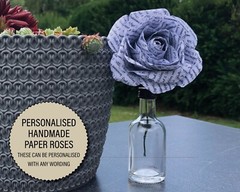 Personalised Paper Flower Rose Handmade wedding favour gift, 1st anniversary 086