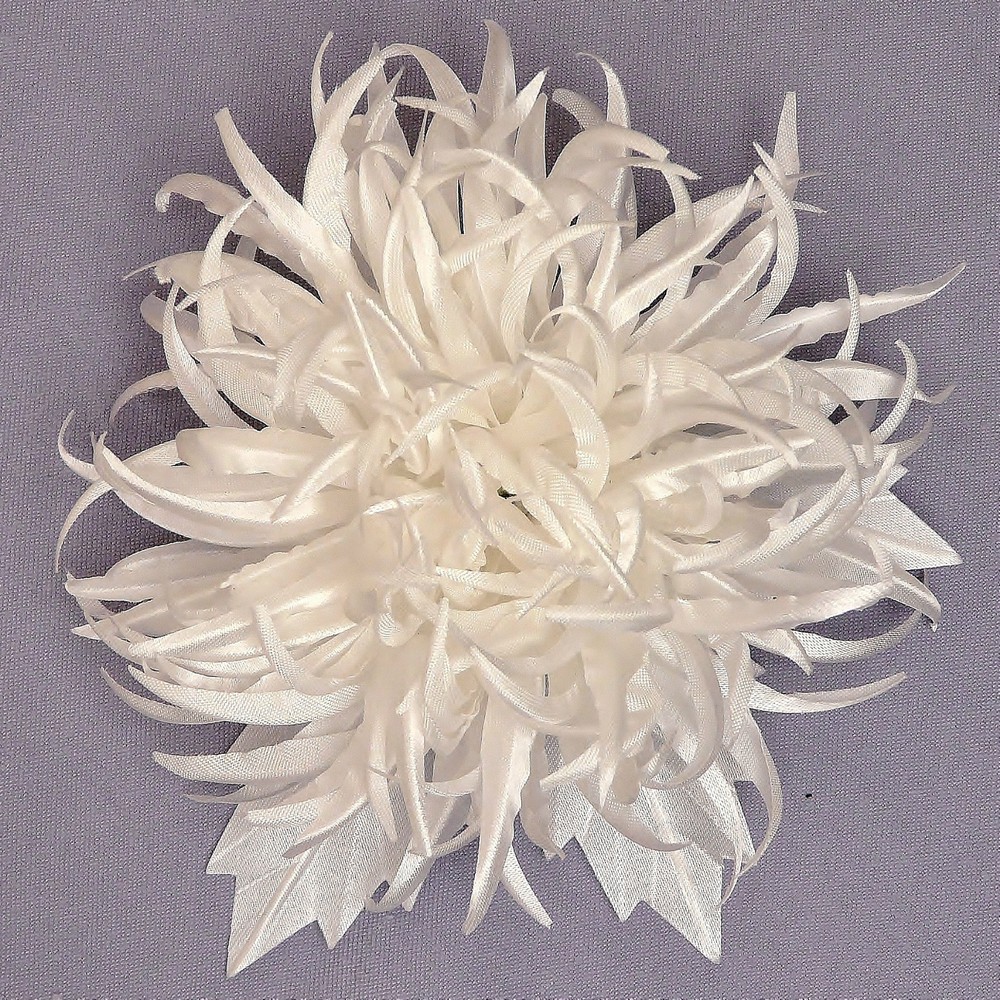 OFF WHITE IVORY 4″ Bridal Hair Flower Chrysanthemum Corsage Brooch Fascinator