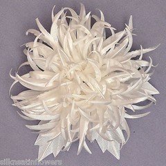 OFF WHITE IVORY 4″ Bridal Hair Flower Chrysanthemum Corsage Brooch Fascinator