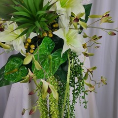 Green Tropics Boho Faux Silk Wedding Bouquet