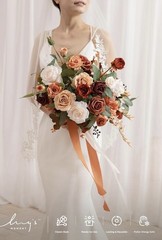 Ling’s Moment Terracotta Wedding Bouquets for Bride, Burnt Orange Bridal Bouq…