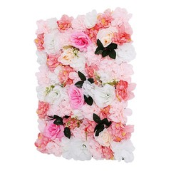 12Pcs Artificial Flower Wall Rose Floral Panel Backdrop Decor for Party Wedding