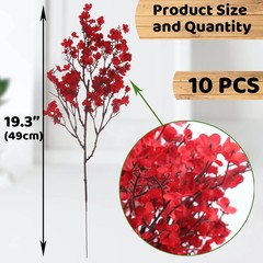 Hananona 10 Pcs 4th of July Flowers Artificial Babys Breath Fake Silk Red White