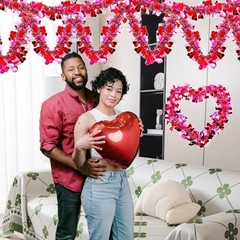 Valentine’s Day Tinsel Garlands 33FT Metallic Fringe Garland Pink Pink-1