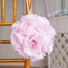 2 BLUSH 7″ Silk Roses Flowers Kissing Balls Wedding Events Centerpieces