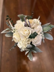 Artificial Wedding Flower Bouquet White Rose Eucalyptus & Lavender Greenery