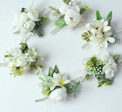 Buttonhole Rose Brooch Bride Wedding Wrist Corsage Bracelet Marriage Accessories