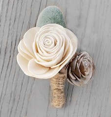 Off White Brown Natural Bridal Bouquet Artificial Sola Wood Wedding Flowers