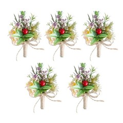 5Pcs Boutonniere for Newlyweds Bridals Grooms Wedding Corsages Handmade Jewelry