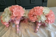 Set of 2 Pink and white hydrangeas wedding bouquets