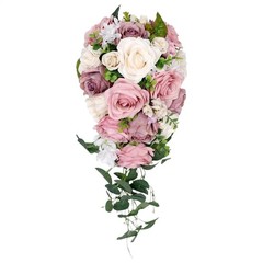 Cascading Bridal Bouquet, Artificial Flowers Rustic Boho Tossing Bouquet