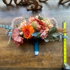 Bridal Bouquet Exquisite Budget Handmade Faux Floral Lovely Fall Red/Orange Pink