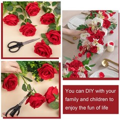 Ouddy Decor 20 Pcs Red Roses Artificial Silk Flowers Fake 20 Packs,