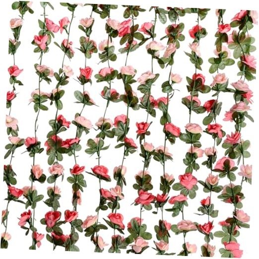Pack Artificial Rose Vine Fake Flower Garland Fake Rose Hanging Vine 2 Pink