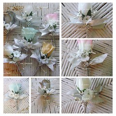 Wedding~Pin Boutonniere~Corsage~Silver~White~Ivory~Pink~Champagne~Bling~Groom