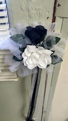 6pc wedding pew bows Black & White Rush orders Available & Choose Any Color