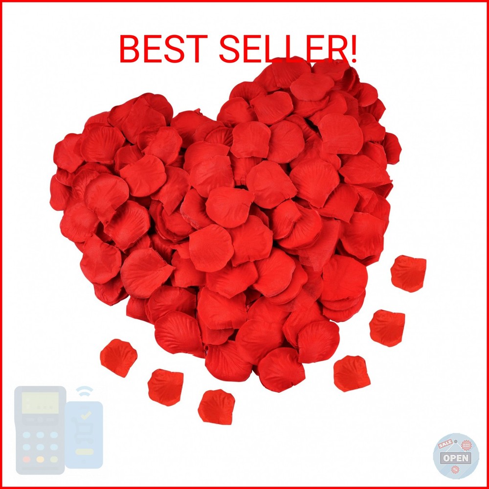 1200 PCS Artificial Silk Rose Petals Decoration for Romantic Night, Wedding, Eve
