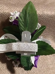 NEW 5″ Artificial Purple Rose Wrist Corsage W/Butterfly, Silver Bow Purple Bout