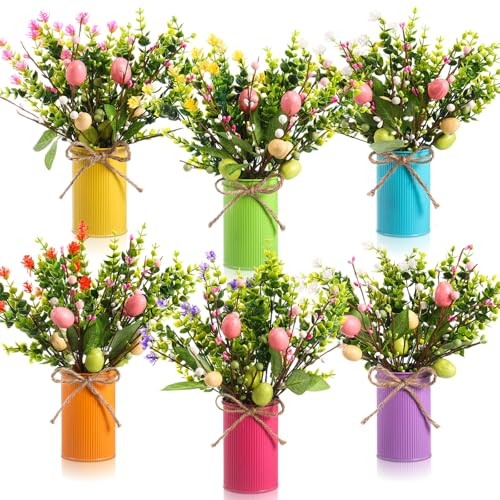 6 Sets Spring Easter Table Centerpiece Decor 12 Easter Artificial Mixed Color