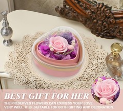 Preserved Real Rose with I Love You Necklace in Heart Shaped Box, Valentines Day