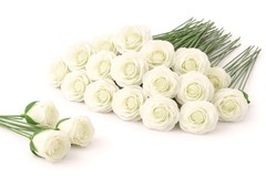 White Artificial Roses Pack 25 Foam Bloom Stemless Bridal Bouquet Corsage Bouton