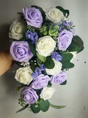 Lavender Ivory Rose Eucalyptus Faux Foam Bridal Wedding Bouquet Accessories
