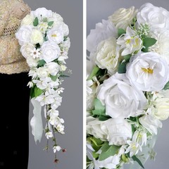 Wedding Bouquet for Bride Cascading Bridal Bouquet 27 inch Waterfall Shape