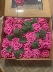50pcs Artificial Flowers Real Looking Foam Roses Decoration DIY Pink