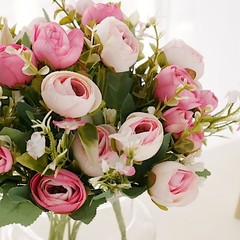 PINK 4 Bouquets 12″ Silk Mini Ranunculus Artificial FLOWERS Party Decorations