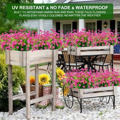 TURNMEON 20 Bundles Artificial Flowers for Outdoors, Spring Grass Camellia Fake