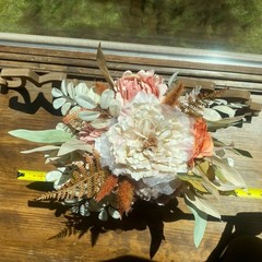 Bridal Wedding Bouquet Budget Friendly Handmade Faux Flowers White Pink Orange