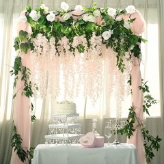 BLUSH 44″ tall Silk Wisteria Flowers Hanging Vine Bush Wedding Centerpieces