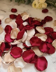 Burgundy Flower Girl Petals Beige Boho Wedding Ceremony Decor Proposal We Do
