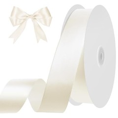 Ribbon 1 Inch 50 Yards Cream Satin Ribbon for Bows Crafts Home Decor Ivory