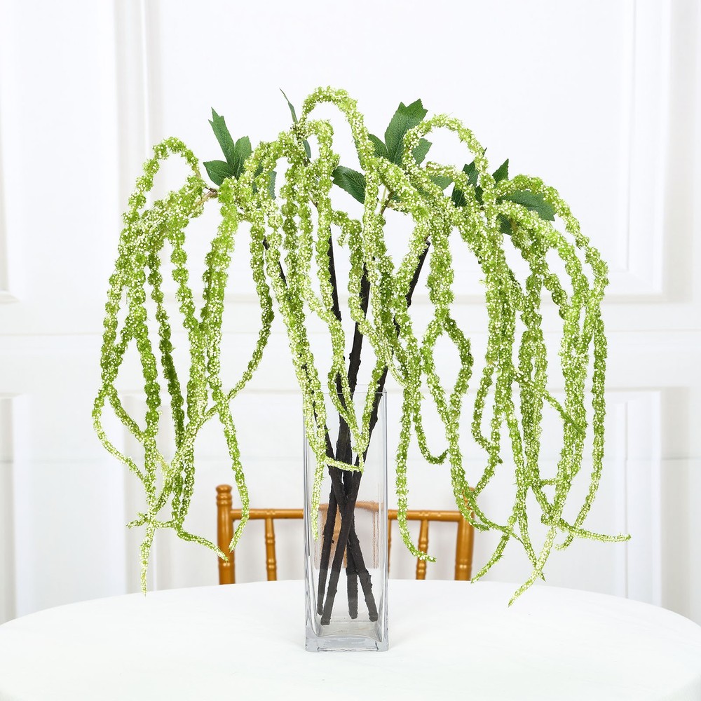 4 pcs 32″ tall Green Artificial Plant Amaranthus Branches Strands with Leaves