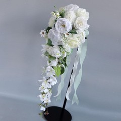 Wedding Bouquet for Bride Cascading Bridal Bouquet 27 inch Waterfall Shape