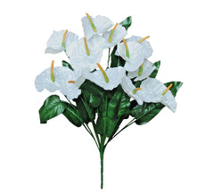 12-White Anthurium 20″ Bush Silk Flower Arrangement Home Party Wedding DIY Craft
