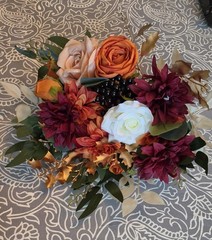 Rinlong 12.5″ Bridal Bouquet Burnt Orange/Terracotta Gold