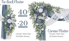Dusty Blue Wedding Arch Flowers & Sheer Drapes Kit – Pack of 4