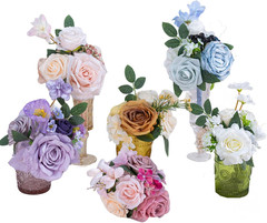 Vibrant Set of 6 Mini Bridesmaid Bouquets – Pre-Made Artificial Flowers