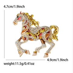 Luxury Running Horse Brooches For Women Unisex 4-color Enamel Powerful Animal…
